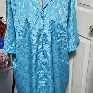 Elegant Blue Satin Robe